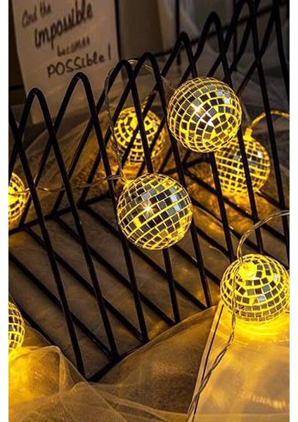 Mini Disko Topu Dekoratif Süsleme 10 Lu LED Zinciri Pilli Süs LED Şerit Disko Topu LED Işık 1430