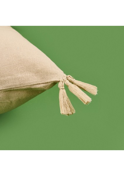 Soft Boho Püskül Detaylı Kırlent - Bej - 40X40 cm fiyatları