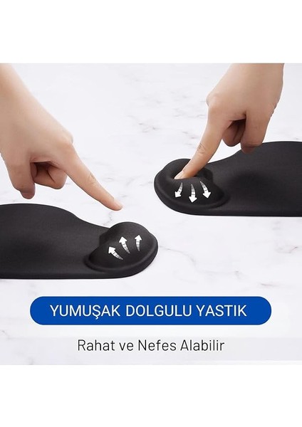 Bilek Destekli Ergonomik Kaymaz Taban Mouse Pad, Masa Pedi Siyah indirimleri