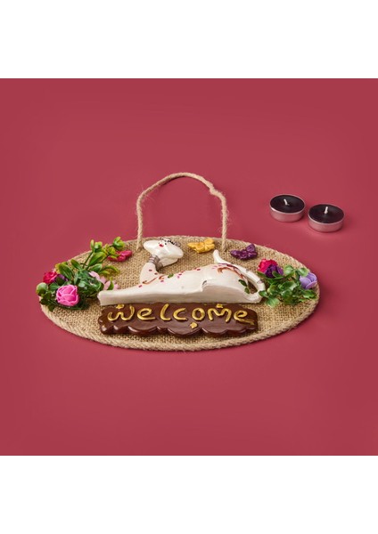 Dekoratif Welcome Cat Kapı Süsü - Renkli - 26X16 cm fiyatları