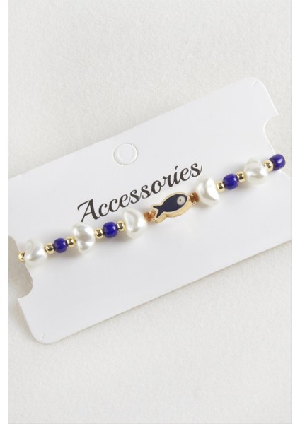 Balık Inci Boncuk Makrome Ip Bileklik