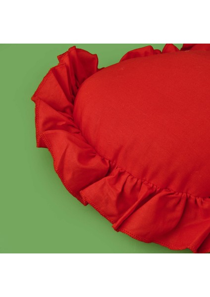 Soft Fırfırlı Kalpli Kırlent - Kırmızı - 49X48 cm fiyatları