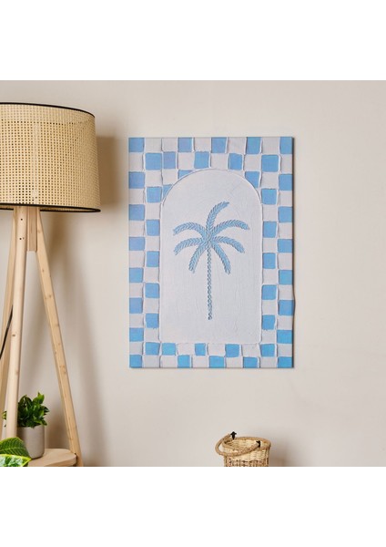 Deco Palm Breeze Kanvas Tablo - Beyaz / Mavi - 50X70 cm