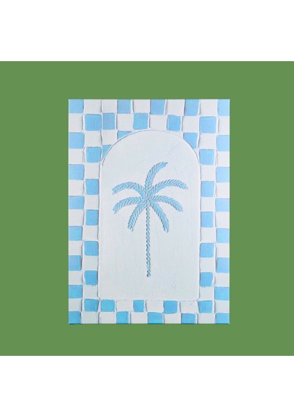 Deco Palm Breeze Kanvas Tablo - Beyaz / Mavi - 50X70 cm fiyatları