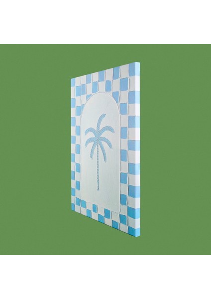 Deco Palm Breeze Kanvas Tablo - Beyaz / Mavi - 50X70 cm modelleri