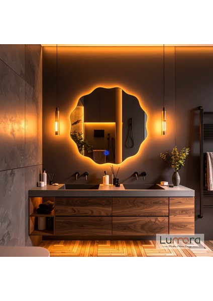 Cirelia Amber Led'li Lazer Kumlamalı Lavabo & Banyo Aynası (Dokunmatik Sensörlü) fiyatları