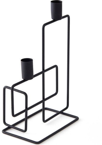 Dekoratif 2 Li Dikey Şamdan - Siyah - 25X20 cm modelleri