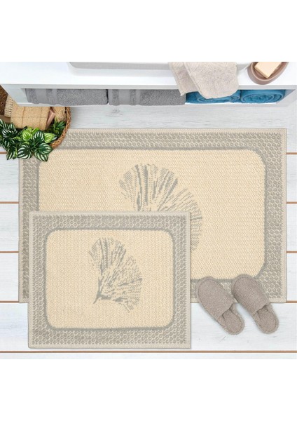 Soft Melagne 2'li Banyo Paspası - Bej - 60X100 cm + 50X60 cm