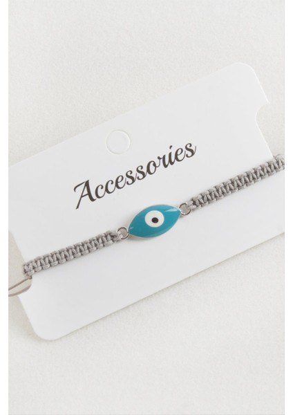 Oval Nazar Makrome Örgülü Bileklik