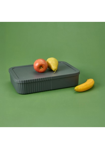 Kapaklı Ince Geniş Kutu - Antrasit - 6 Lt