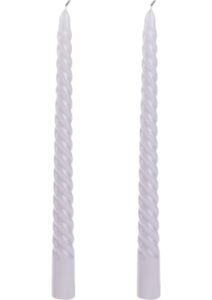 2'li Burgu Şamdan Mumu - Gri - 25 cm modelleri