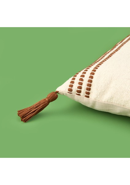 Soft Sanvi Kırlent - Ekru / Kahverengi - 30X50 cm modelleri