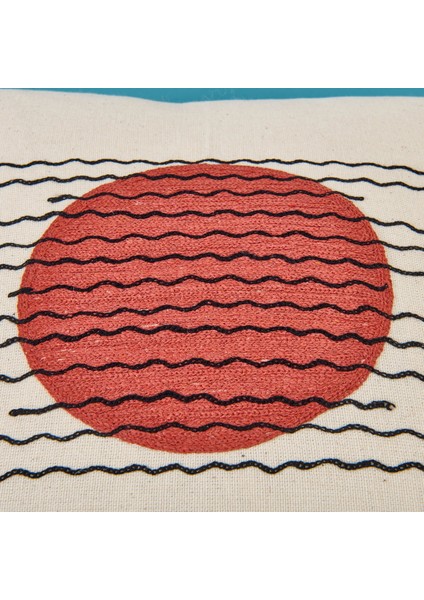 Soft Nakışlı Püsküllü Kırlent - Ekru / Kiremit - 40X40 cm modelleri