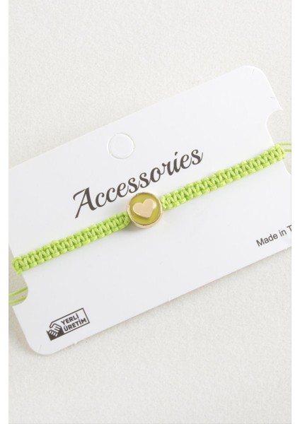 Kalp Mineli Makrome Örgülü Bileklik modelleri