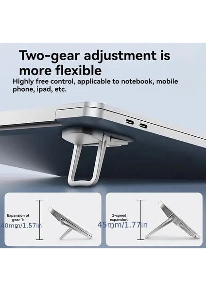 2 Kademeli Notebook Standı – Katlanabilir, Taşınabilir Laptop Tutucu, Kaymaz Taban Bilgisayar Yükseltme Standı
