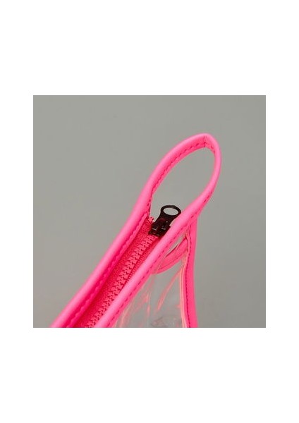 Fosforlu Xl Pvc Kozmetik Çantası - Şeffaf / Pembe - 16X26 cm modelleri