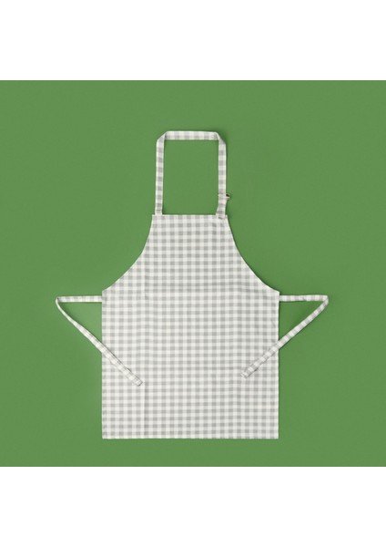 Soft Pötikareli Mutfak Önlüğü - Gri / Ekru - 63X72 cm