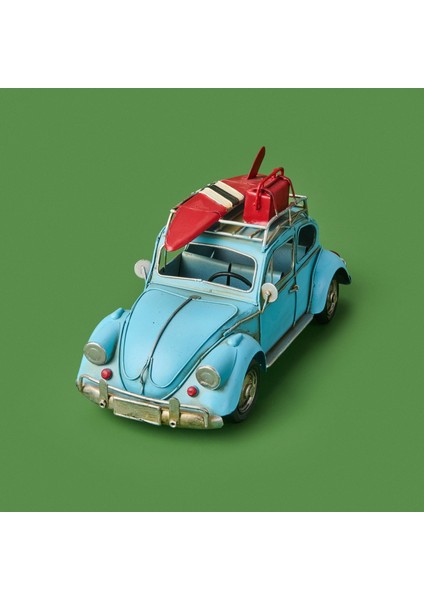Home Dekoratif Metal Araba - Mavi - 32X14 cm