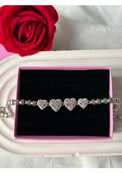 Zirkon Taşlı Bileklik Gümüş Gold Renk Şık Kadın Bileklik Sevgiliye Hediye Kutuluu fırsatları