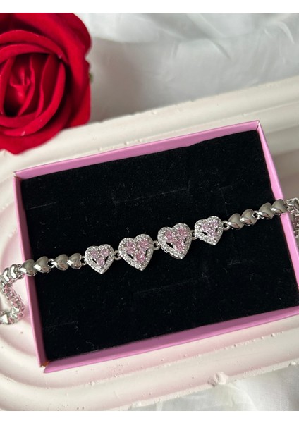 Zirkon Taşlı Bileklik Gümüş Gold Renk Şık Kadın Bileklik Sevgiliye Hediye Kutuluu indirimleri