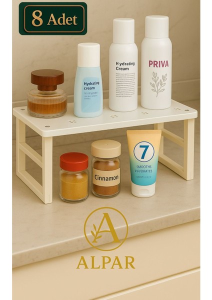 8 Adet Küçük Boy Dolap Içi Metal Raf Bardak Fincan Raf Dolap Içi Raf Yükseltici 15CM Raf Yükseltir