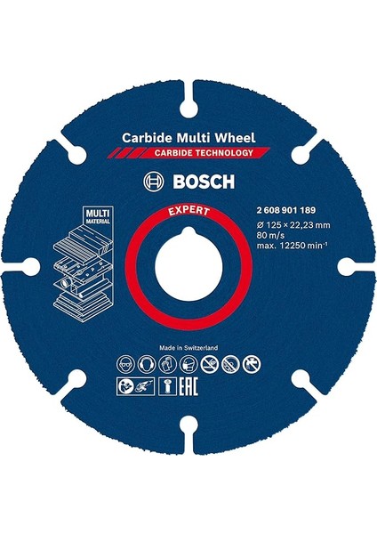 1x Expert Carbide Multi Wheel Kesici Diskler (Sert Ahşap, Çivili Ahşap, Plastik, Alçıpan Panel, Ø 125 Mm, Aksesuar Küçük Avuç Taşlama Makinesi)