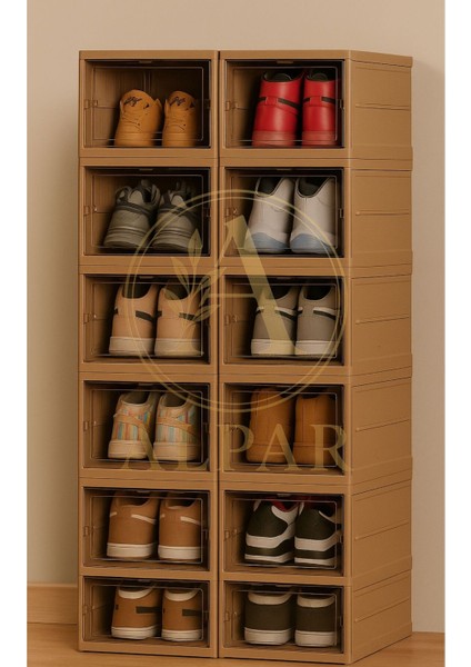 1 Adet 6 Katlı Modüler Ayakkabılık Lüks Ayakkabı Kutusu Seti Dolabı Katlanır Istiflenebilir Toprak