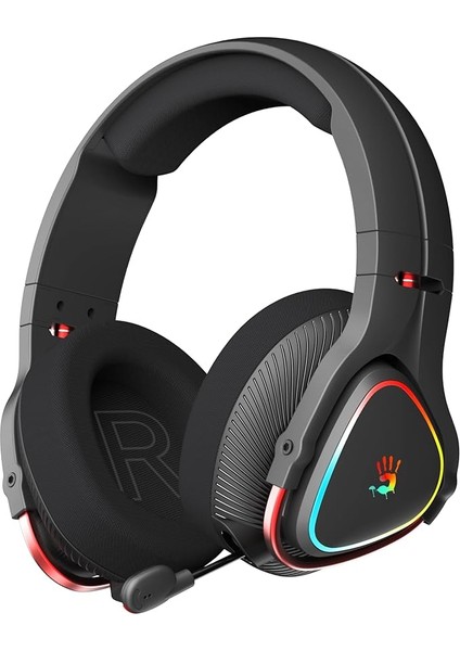 MR720 Siyah Rgb Şarjlı Kablosuz (Bluetooth+2.4g) &amp; Kablolu Kullanım Mikrofonlu Oyuncu Gamer Kulaklığı (Pc, Telefon, Tablet, Ps5, Xbox, Nintendo ile Kullanım)