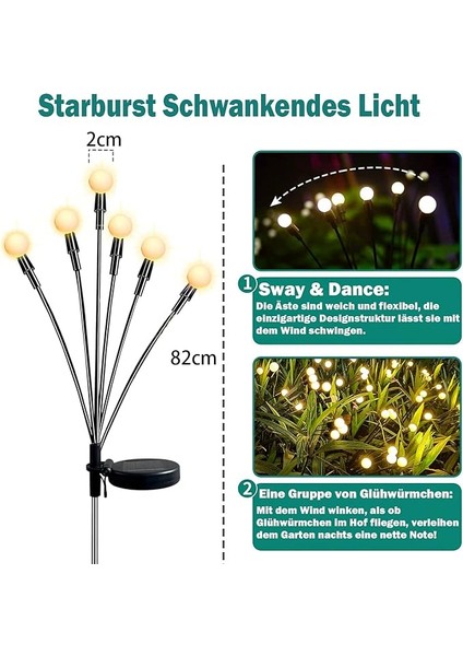 Güneş Enerjisiyle Çalışan Ateş Böceği Işıkları, Bahçe Dekorasyonu, Dış Mekan Için Güneş Enerjili Lambalar, Sallanan Işık, Avlu, Manzara, Dekoratif Işık Zinciri, Noel (4 Adet) modelleri