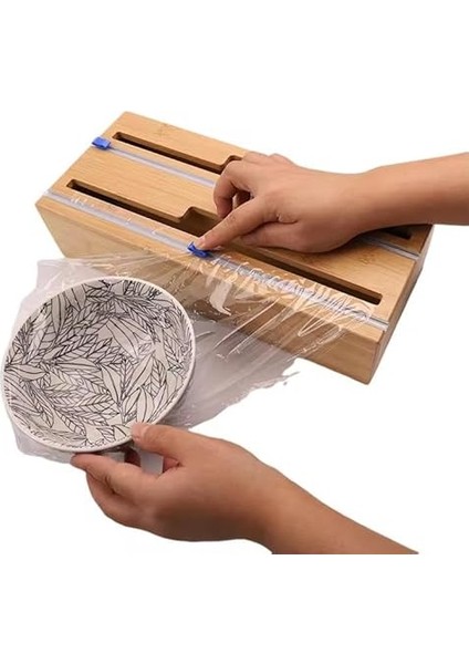 Home Bambu Asılabilir Streç Film ve Alüminyum Folyo Kesme Aleti, Kesici Streçlik ve Folyoluk, Mutfakta Pratik Kullanım Için Tasarlanmış, Dayanıklı ve Şık Mutfak Aksesuarı (Iki Gözlü) fırsatları