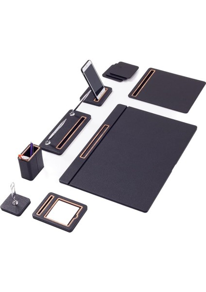 Office Pera Deri Sümen Takımı 8 Parça Kapaklı Model