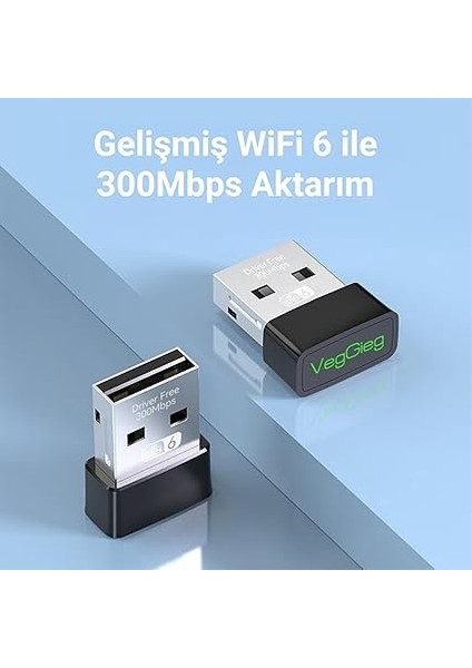 300MBPS Wifi 6 Çift Bant Kablosuz Alıcı Verici Nano USB Adaptör fiyatları