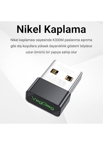 300MBPS Wifi 6 Çift Bant Kablosuz Alıcı Verici Nano USB Adaptör indirimleri