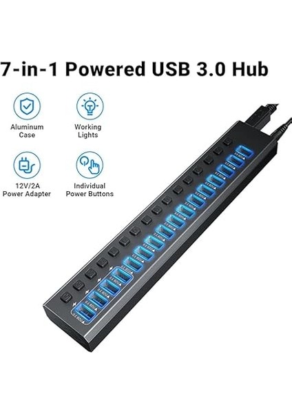 Profesyonel USB Hub 16 Portlu USB 3.0 Type-C 5gbps Hızlı Şarj Bireysel Açma Kapama Anahtarları 12V Dc 7.5A Güç Adaptörü Telefon Şarj Dizüstü Bilgisayar Mobil HDD Flash Sürücü PORT16 indirimleri