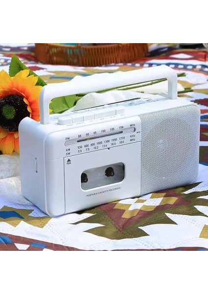 PX-680BT Müzik Seti Kasetçalar Fm Radyo USB Mp3 Player Bluetooth Hoparlör (Beyaz)