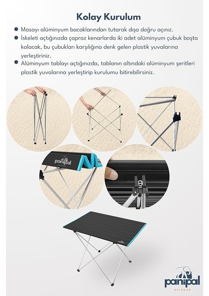 Alüminyum, Katlanabilir Kamp ve Piknik Masası S Omuz Askılı Taşıma Çantalı (Mavi) fırsatları