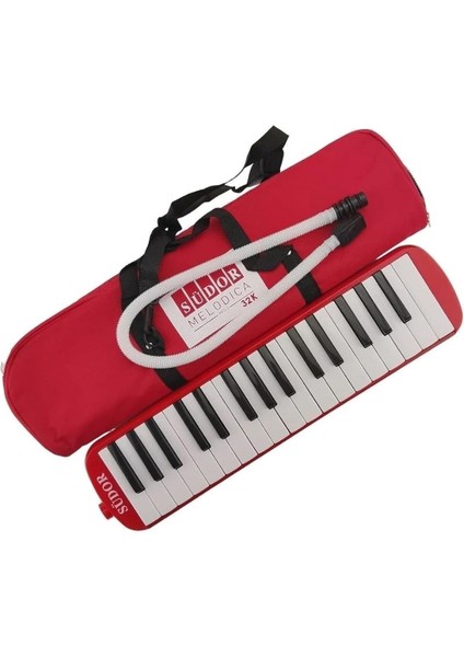 Sürdor Melodika 32K Tuşlu Melodika Bez Çantalı Kırmızı Renk