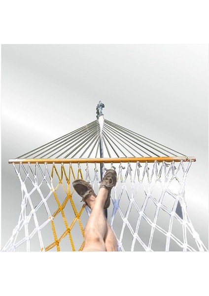 Suya Dayanıklı Polyester Çift Kat Kişilik El Örgü Kalın Halatlı Ipli Sallanan Sağlam Hamak Salıncak