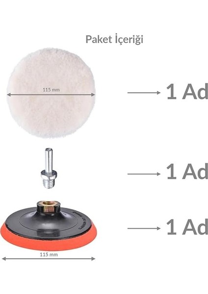 Yünü Seti 3lü Matkap Uyumlu Pasta Cila Yünü Kuzu Postu Parlatma Pedi Seti fiyatları