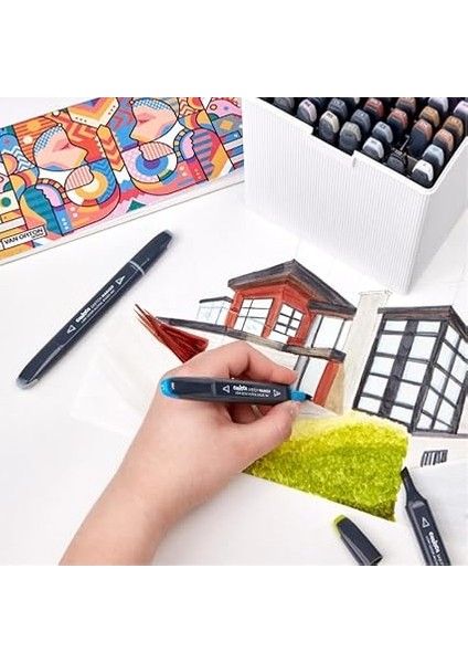 Plus Sketch Marker Çift Taraflı Çizim Kalemi 80 Renk indirimleri