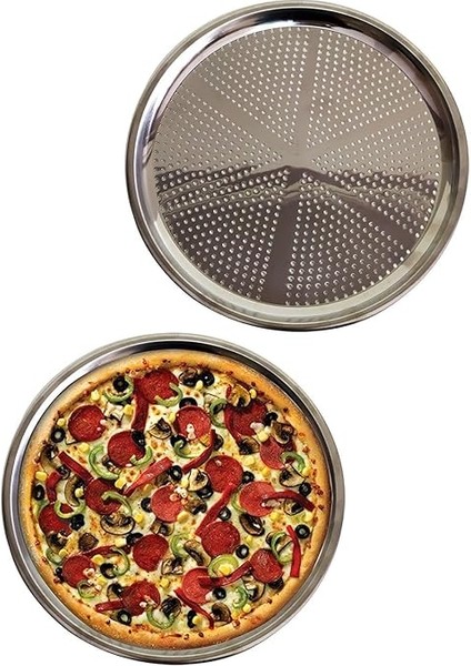 Home Paslanmaz Çelik Pizza Tepsisi,delikli Lahmacun ve Pizza Tavası,fırın Tepisisi (32 Cm) modelleri