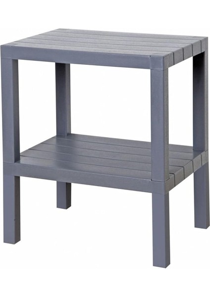 Home 2 Katlı Plastik Balkon Bahçe Sehpası Masası Şezlong Havuz Sehpası Gazetelik Banyo Mutfak Rafı Gri fırsatları