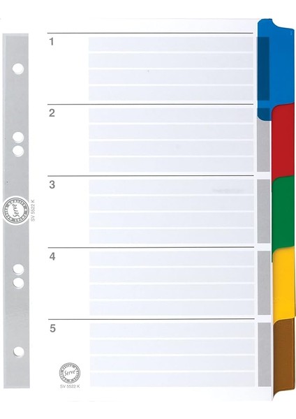 Karton Ayrac Klasik 5 Renkli A5