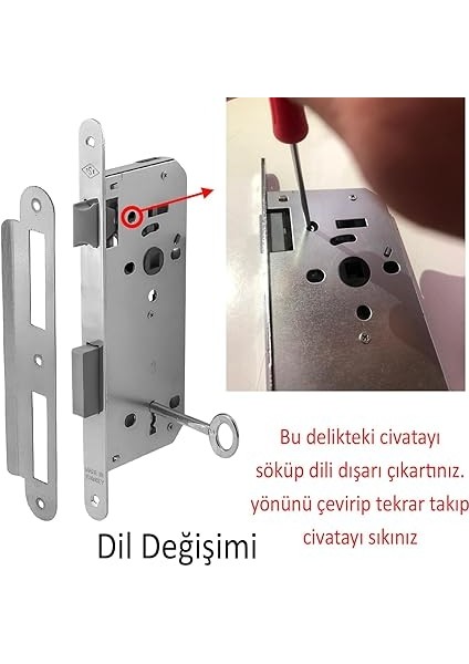 Oda Kapı Pvc Kapı Ahşap Kapı Wc Banyo Gömme Kilit Gövde Kilidi Silindirsiz Barelsiz 45 mm modelleri