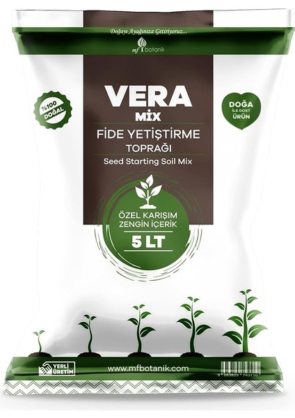 Botanik Fide Yetiştirme Toprağı 5 Litre Tohum Çimlendirme Harcı Cocopeat, Perlit, Solucan Gübresi Karışımlı