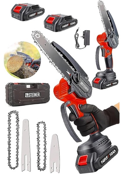 Alman 148 Vf 10 AH%100 Kömürsüz Motor Akülü Dal Kesme Budama Testere Bıçkı Makinesi 15 cm Kırmızı fiyatları