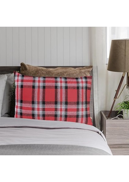 Kamp Yastığı, Seyahat Yastığı, Silikon Elyaf Dolgulu Hafif Küçük Yastık, Orta Sertlikte, Nefes Alabilir Kılıf, Kamp, Uçak ve Araba Için Ideal 30X45CM Flanel Kırmızı fiyatları