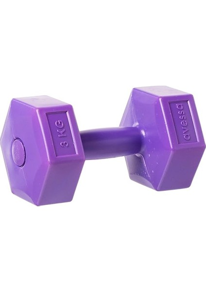 3 kg Plastik Dambıl Set, 2 Adet, Toplam 6 Kg, Mor fiyatları