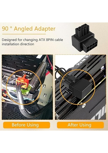 2pack Gpu VGA Pcıe 8 Pin Güç Adaptörü Dik Açı, 90 Derece Açı Konektörü Güç Adaptörü Kartı Masaüstü Grafik Kartı -Siyah fiyatları