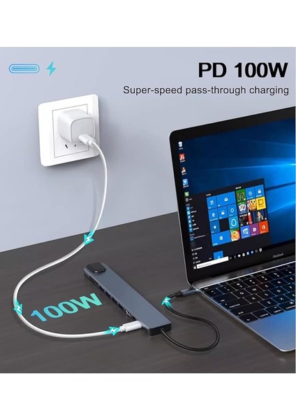USB C Çoklayıcı, Hdmı, RJ45 Ethernet, Sd/tf Kart, USB 3.0/2.0 Bağlantı Noktaları, 100W Pd Şarj, Gümüş fırsatları
